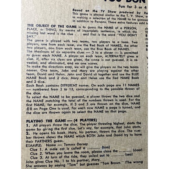 Milton Bradley Vintage 1963 "You Don't Say!" Game - Picture 6 of 11